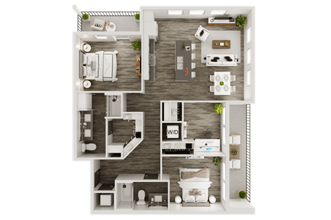 a1 floor plan  1 bedroom with 2 baths  129